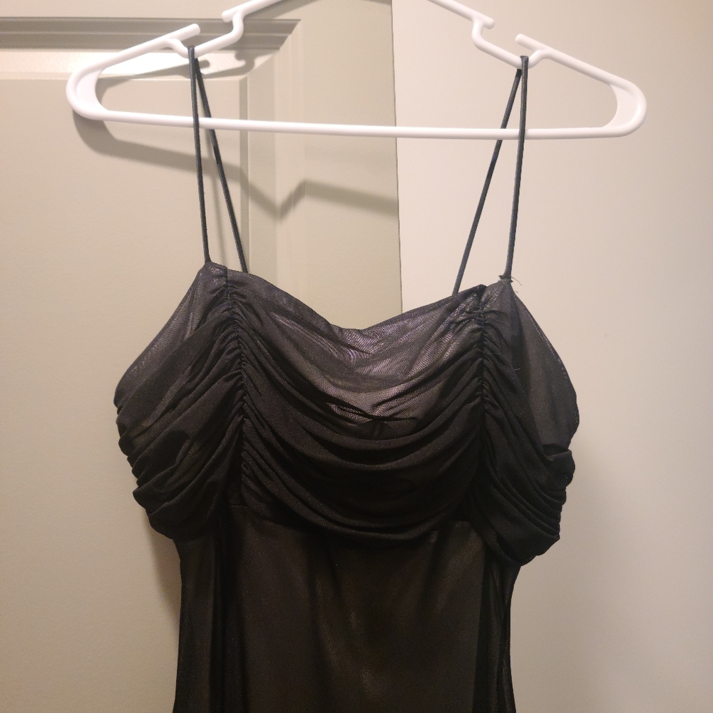 Floor length silver/black formal